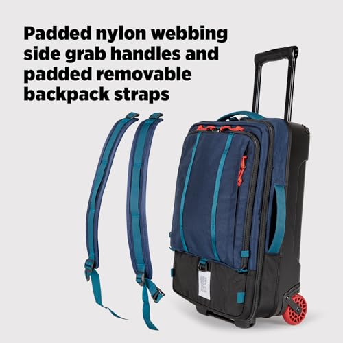Topo Designs Global Travel Roller Bag Suitcase, Carry-On Friendly, 3 Carry Options, Smooth Heavy Duty Wheels, Telescoping Handle, Designed in Denver CO USA, PFAS Free (Olive/Olive)