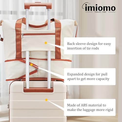 imiomo Hard Shell Luggage Sets 5 Piece for Women, Lightweight Hardside Rolling Suitcase Set with Spinner Wheels and TSA Lock, Beige