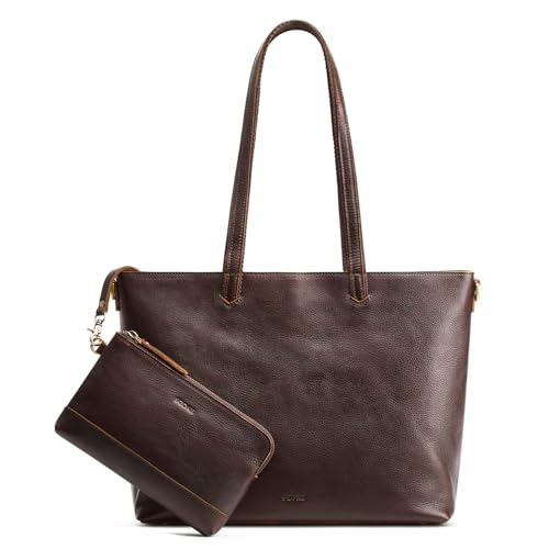 S-ZONE Leather Tote Bag for Women Large Shoulder Bag Work Top Handle Handbag Satchel Purse 2Pcs Set