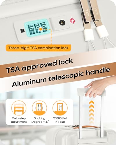 Joyway Carry on Luggage Airline Approved with Front Pocket, Hardside 20 Inch Travel Luggages with Cup Holder, Carry-on Suitcase with Leather Handbag