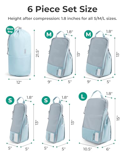 BAGSMART 6 Set Compression Packing Cubes for Travel, Lightweight Luggage Organizer Bags, Durable Space Saver Bags Travel Essentials