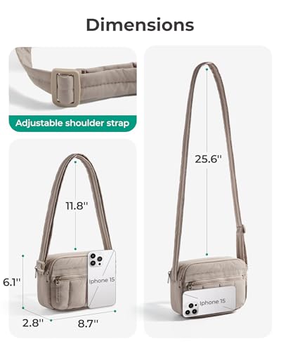 BAGSMART Cross Body Purse, Mini Crossbody Bags for Women Travel Purse, Puffy Shoulder Handbag Wallet with RFID Blocking Slots, Brown-small