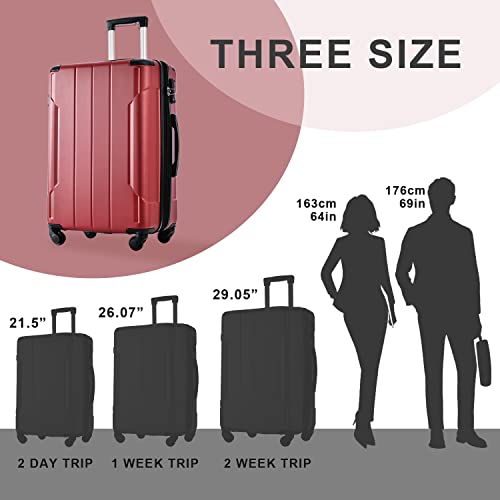Merax Luggage Set 3 Piece Expandable Lightweight Spinner Suitcase with Corner Guards (Red.)