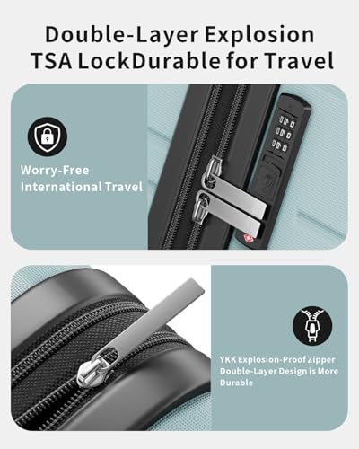 voyzap 3 Piece Luggage Set, 20/24/28 Inch Expandable Luggage Sets with Spinner Wheels, ABS+PC Hardshell Suitcases, Suitcase Set with Double-Layer Explosion Zipper, TSA Lock