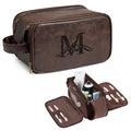 Janhavi Shaving Bag for Men Travel Waterproof, Engraved Initials & Mountain, Make Up Bag,Groomsmen Gifts, Mens Toiletry Travel Bag, Men's Accessories Organizer, Gifts for Him(Dark Brown M)