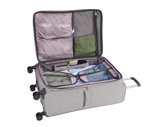 London Fog Kensington Lavender Black Herringbone 28" Expandable Spinner
