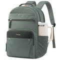 LOVEVOOK Laptop Backpack for Women with Leather Trim & Tumbler Pockets, 15.6" Work Backpack Purse, Travel Personal Item Bag, Carry On Business Computer Bag for Office, School, or Gift, Sage Green