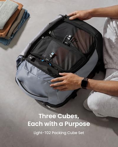 tomtoc 3 Set Packing Cubes for Travel Essentials, Odor-Resistant Compression Expandable Packing Cubes, Lightweight Travel Bag Pouch, Luggage Organizers Accessories for Backpack & Suitcase