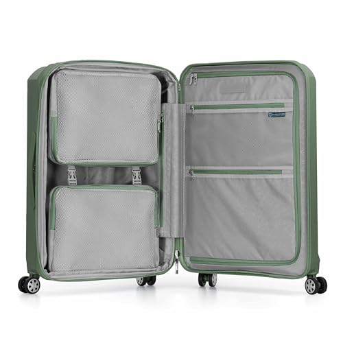 Traveler's Choice Pagosa Hardshell Expandable Luggage with Spinner Wheels, Green, 2-Piece Set (22/27)