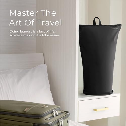 Briggs & Riley Zippered Laundry Bag for Garments - Travel Essentials for Men & Women, Tuck into Luggage, Separate Used & Clean Clothes, Integrated Carry Handle - Travel Essentials, Black