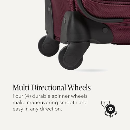 SWISSGEAR Sion Softside Expandable Spinner Luggage Durable Lightweight Travel Suitcase, Merlot, Carry-On