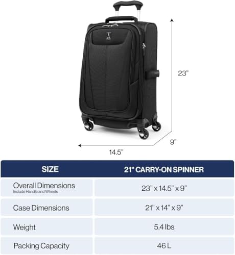 Travelpro Maxlite 5 Softside Expandable Luggage with 4 Spinner Wheels, Lightweight Suitcase, Men and Women, Forest Green, Carry-on 21-Inch