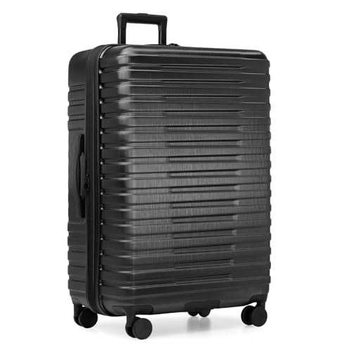 U.S. Traveler Boren Expandable Hardside Rugged Travel Luggage with 8 Spinner Wheels, Black, Checked-Large 30-Inch