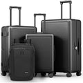 Joyway Luggage Sets 4 Piece with Spinner Wheels, Carry On Luggage 20In with ABS+PC Hardshell, Lightweight Suitcase Set with Travel Backpack and Pressure-resistant Frame, 20/24/28 Inch, Black