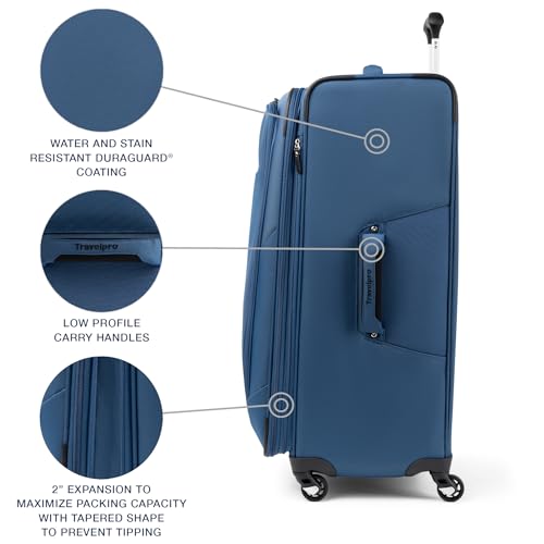 Travelpro Maxlite 5 Softside Expandable Luggage with 4 Spinner Wheels, Lightweight Suitcase, Men and Women, Ensign Blue, Checked-Large 29-Inch