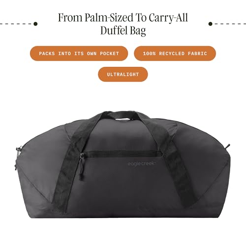 Eagle Creek Packable Duffel Bag - Large Capacity Portable Duffel Bag - Easy to Store - Ultralight & Minimalist - Travel Essential - Black