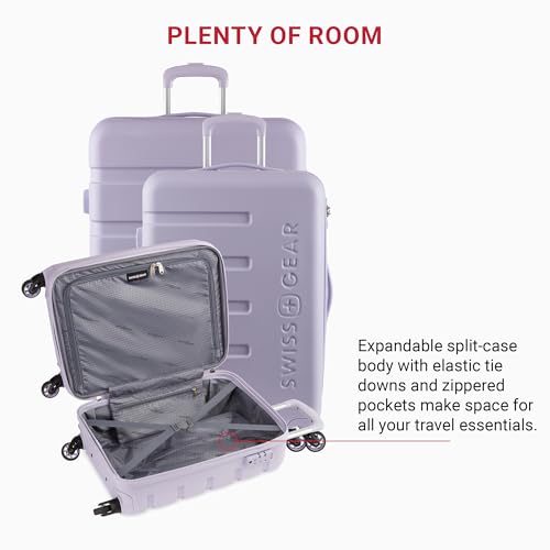 SwissGear 7366 Signature Hardside Expandable Luggage with Spinner Wheels, TSA Lock, Cup-Holder, Evening Haze, 3-Piece Set (19/23/27)