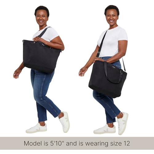 Large Carryall Tote Bag for Women - Lightweight Nylon Zipper Top Weekender Travel Beach Bag Personal Item w/Luggage Sleeve