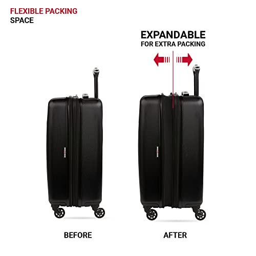 SwissGear 8018 Expandable Luggage, Hard Shell Carry-On Luggage with Spinner Wheels