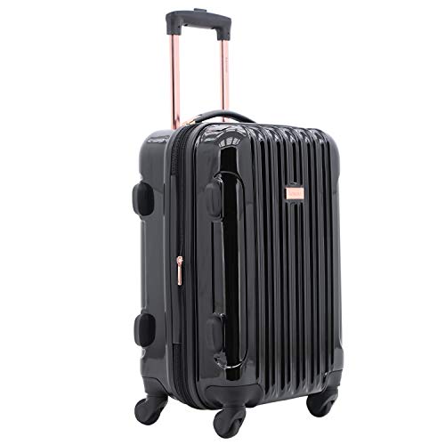 kensie 3 Piece "Alma" Light Metallic Style TSA-Lock Spinner Luggage Set, Midnight Black Option