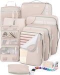 8 Set Packing Cubes for Travel, Gifts for Women Mom,Anti-Tearing Suitcase Organizer for Luggage with Shoe & Hanging Toiletry Bag,OlarHike Vacation Essentials & Accessories for Cruise Ship