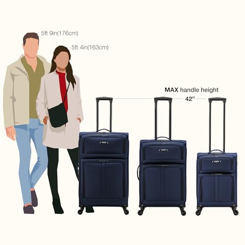 U.S. Traveler Anzio Softside Expandable Luggage with Spinner Wheels, Navy, 30-Inch Large
