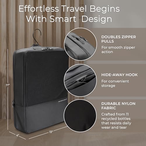 Briggs & Riley Hanging Laundry Compression Cube for Travel - Compression Packing Cube for Women & Men, Luggage & Suitcase Organizer Bag for Clothes, Includes Hook - Travel Essentials, Black