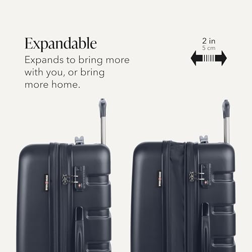 SwissGear 7366 Signature Hardside Expandable Luggage with Spinner Wheels, TSA Lock, Navy, Checked-Medium 23-Inch