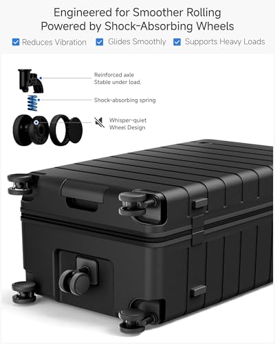 LUGGEX 30 Inch Trunk Luggage - HUP Polycarbonate Hardside Large Checked Suitcase with 5 Spinner Wheels & Shock-Absorbing Wheels, TSA Lock (EX-Enhance,Reef Black, 30 Inch)