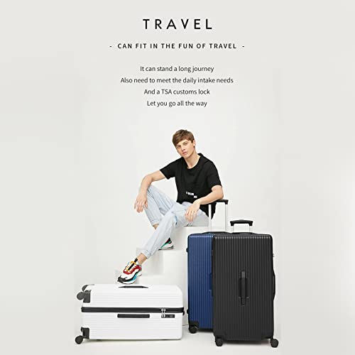 PRIMICIA GinzaTravel Trunk Luggage, 28 Inch Luggage with Spinner Wheels, Scratch resistant texture Lightweight PC material with TSA Lock（Family Travel Series ） (Black)
