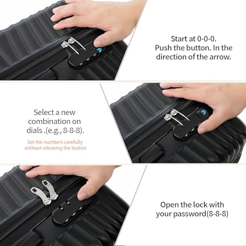 Rosamo Luggage Sets 3 Piece, ABS Suitcase Set (20/24/28), Hardside luggage with Spinner Wheels, Travel Luggage, 14x8x9 Airline Approved Carry on, Lightweight Luggage with High-Security Lock