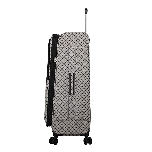 Steve Madden Designer Luggage Collection - 3 Piece Softside Expandable Lightweight Spinner Suitcase Set - Travel Set includes 20 Inch Carry on, 24 Inch & 28-Inch Checked Suitcases (Noble Black/Grey)