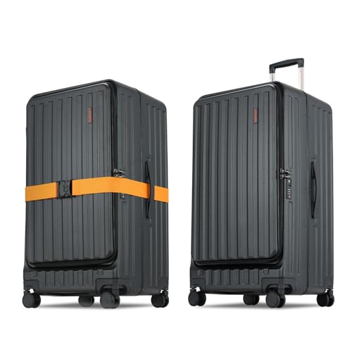 CENSIEN 29 Inc Checked Luggage, Trunk Luggage with Spinner Wheels, Lightweight ABS+PC Hard Shell Large Suitcase with Aluminum Frame, Top Opening, TSA Lock (Dark Black, 1PC)