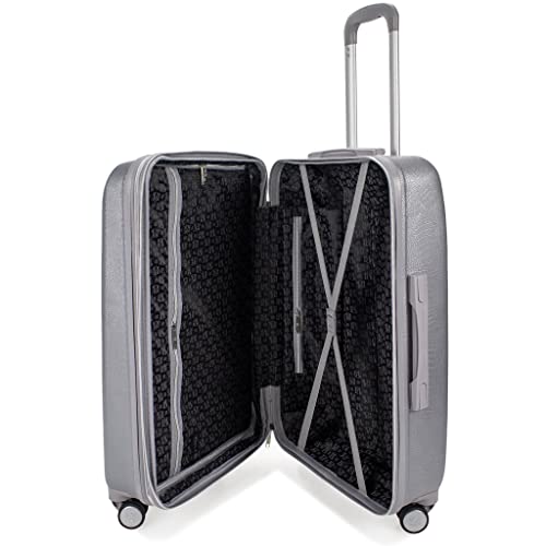 Badgley Mischka Snakeskin 3 Piece Expandable Luggage Set, Silver