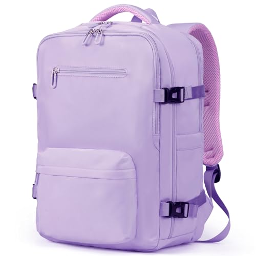 SHRRADOO Travel Laptops Backpack for Women Men, Casual Work Bag 17inch High School College Backpack Airline Approved Backpack for Hiking Business (Light Purple)
