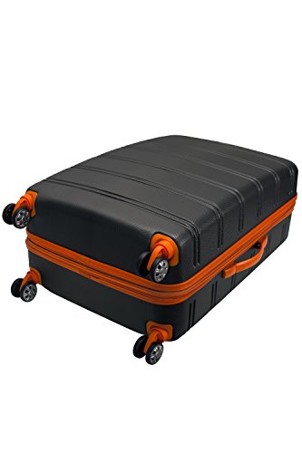 Rockland Melbourne Hardside Expandable Spinner Wheel Luggage, Checked Large 28", Charcoal