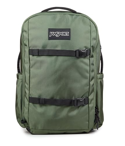 JanSport Venture Pack – Travel Pack With Large Main Compartment with Compression Straps, Dual Water Bottle Pockets, Padded Hip Belt & Luggage Trolley Pass-Through, Cargo Green