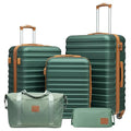 Coolife Suitcase Set 3 Piece Luggage Set Carry On Hardside Luggage with TSA Lock Spinner Wheels (Dark Green, 5 piece set)