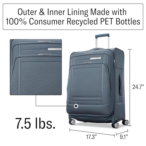 Samsonite UpLIFT Lightweight Medium Checked Softside Luggage with Spinner Wheels - Expandable - Airline-Approved, Polyester Soft Suitcase for Ultra Light Travel - Elemental Blue