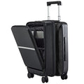 Hanke 20 Inch Carry On Luggage Airline Approved Hard Shell Suitcases with Wheels & Front Pocket Travel Luggage Lightweight Carry On Suitcase for Travel Rolling Luggage(Black)