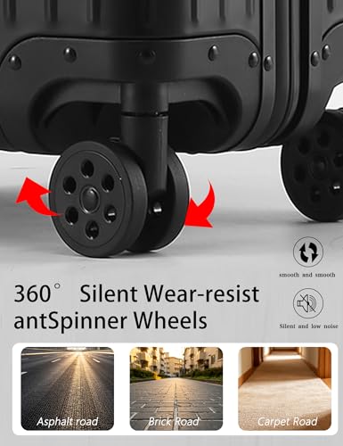 Aivens 20 Inch Carry On Suitcase, Airline Approved Hard Shell Carry-on Luggage, Full Aluminum Zipperless Suitcase with 360° Wheels & TSA Lock for Weekend Getaways & Short Travel (Black)