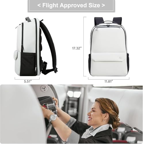 Hanke Carry on Backpack Toiletry Travel Laptop Backpack for Men & Women, Durable Rucksack Weekender Bag Daypack(Salt White)