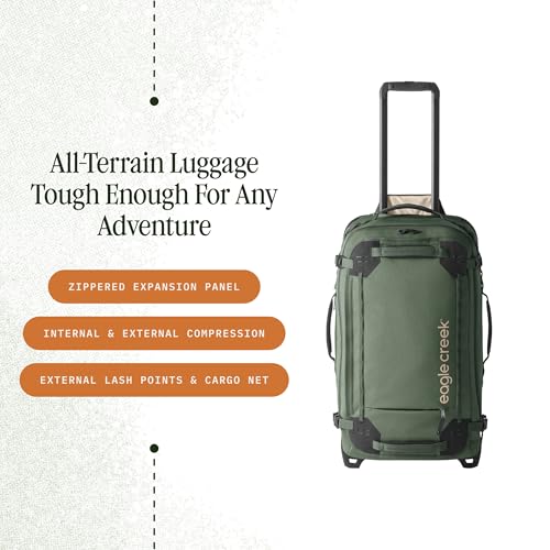 Eagle Creek Gear Warrior XE 2-Wheel Luggage to Keep Travel Items Organized - Smooth Rolling Wheels - Telescoping Handle - Padded Laptop Pocket - Jungle Green - 27”
