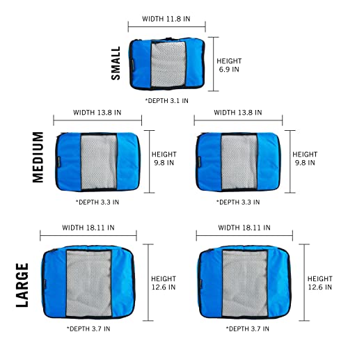 Travel Wise Packing Cubes for Travel - 5 Piece Set with Pattern Design, Lightweight Ripstop Nylon Luggage Organizers with Mesh Panel, Small Medium Large Sizes