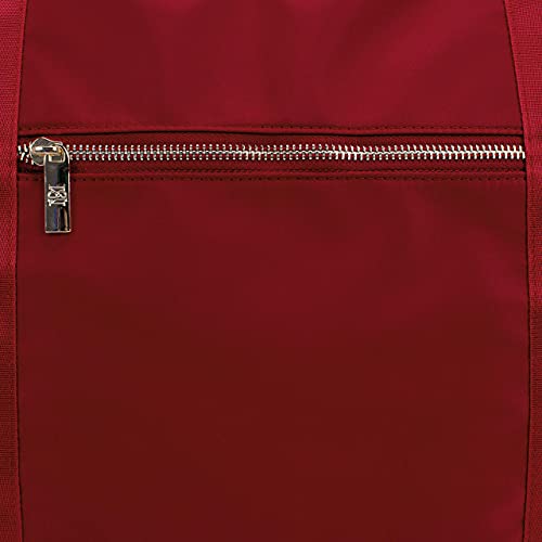 Badgley Mischka Uncomplicated Nylon Weekender Travel Bag, Lightweight Duffel Tote for Women, Carry On Overnight Bag (Burgundy)