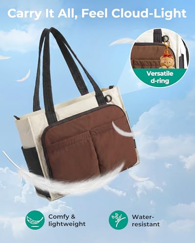 BAGSMART Tote Bag for Women, Work Bag fits 13.3"/15.6" Laptop, Puffy Travel Tote Handbag with 30oz/40oz Tumbler Holder