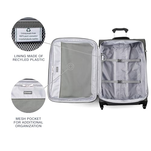 Travelpro Maxlite 5 Softside Expandable Luggage with 4 Spinner Wheels, Lightweight Suitcase, Men and Women, Shadow Grey, Checked-Medium 25-Inch