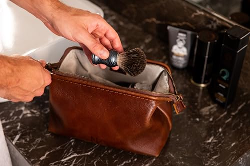 NV Holders Premium Genuine Leather Toiletry Bag for Men - The Ultimate Travel Dopp Kit and Hygiene Organizer, Perfect Men's Toiletry Travel Bag (Brown)