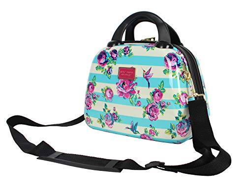 Betsey Johnson Hardside Cosmetic Case - Lightweight Small Size Hardshell Travel Hand Makeup Bag - Adjustable Shoulder Strap - Bag for Women - Multi-Functional Case (Hummingbird)