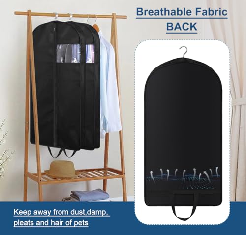 KIMBORA 43" Suit Bags for Closet Storage and Travel, Gusseted Hanging Garment Bags for Men Suit Cover With Handles for Clothes, Coats, Jackets, Shirts（3 Packs）